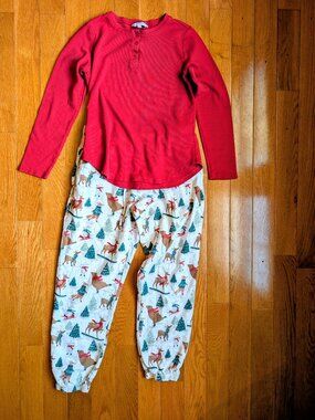The Company Store Cozy Winter Holiday Print Pajamas Women's Size S